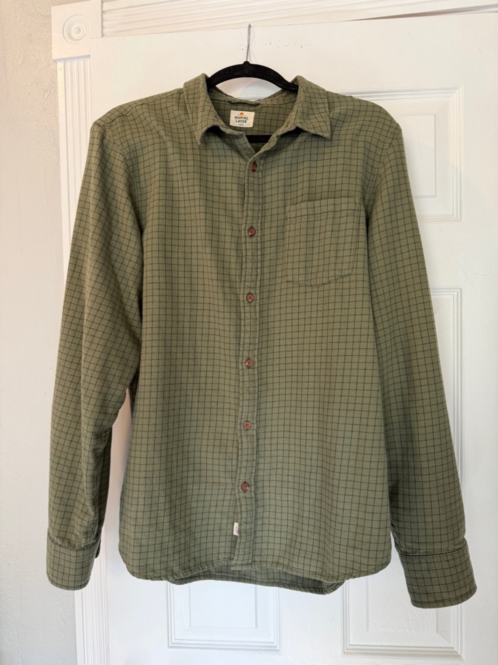 Marine Layer Olive Green Plaid Shirt
